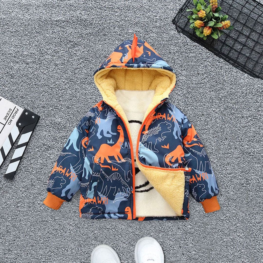 Boys Printed Full Sleeves Fleece Jacket Coats & Jackets Orange 1-2 Y 