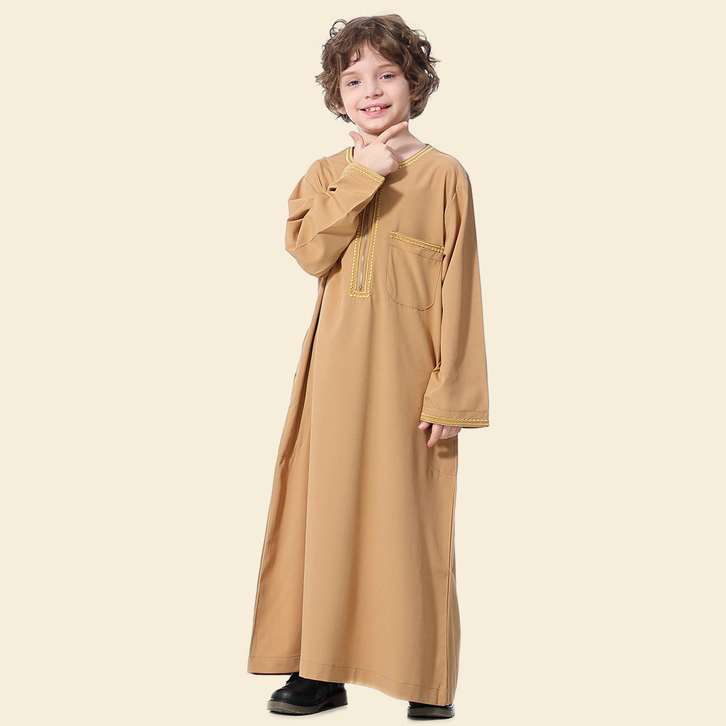 Boys Embroidered A-line Robe Sets Khaki 4-5 Y 