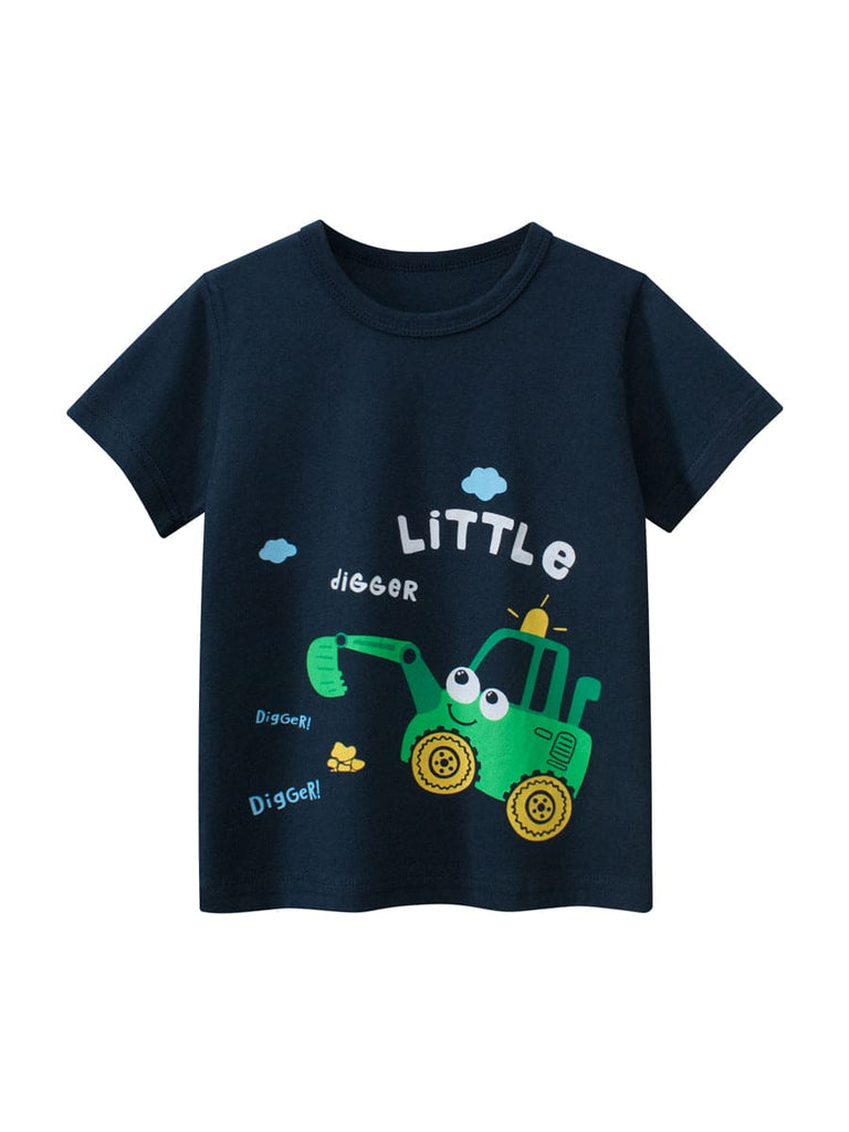 Boys Graphic Print Short Sleeves T-Shirt Tshirts Blue 1-2 Y 