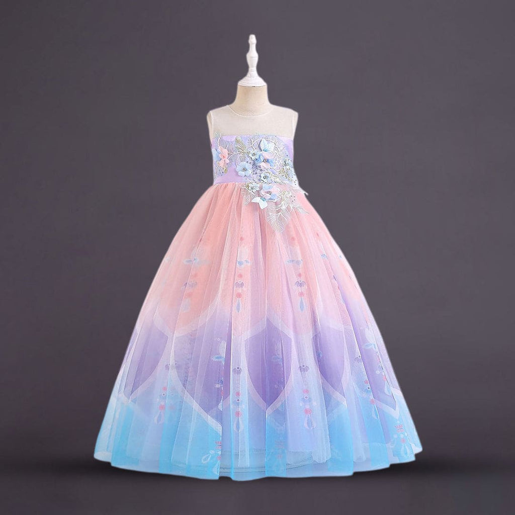 Girls Purple Embellished Tulle Party Gown Party Dresses Purple 4-5 Y 