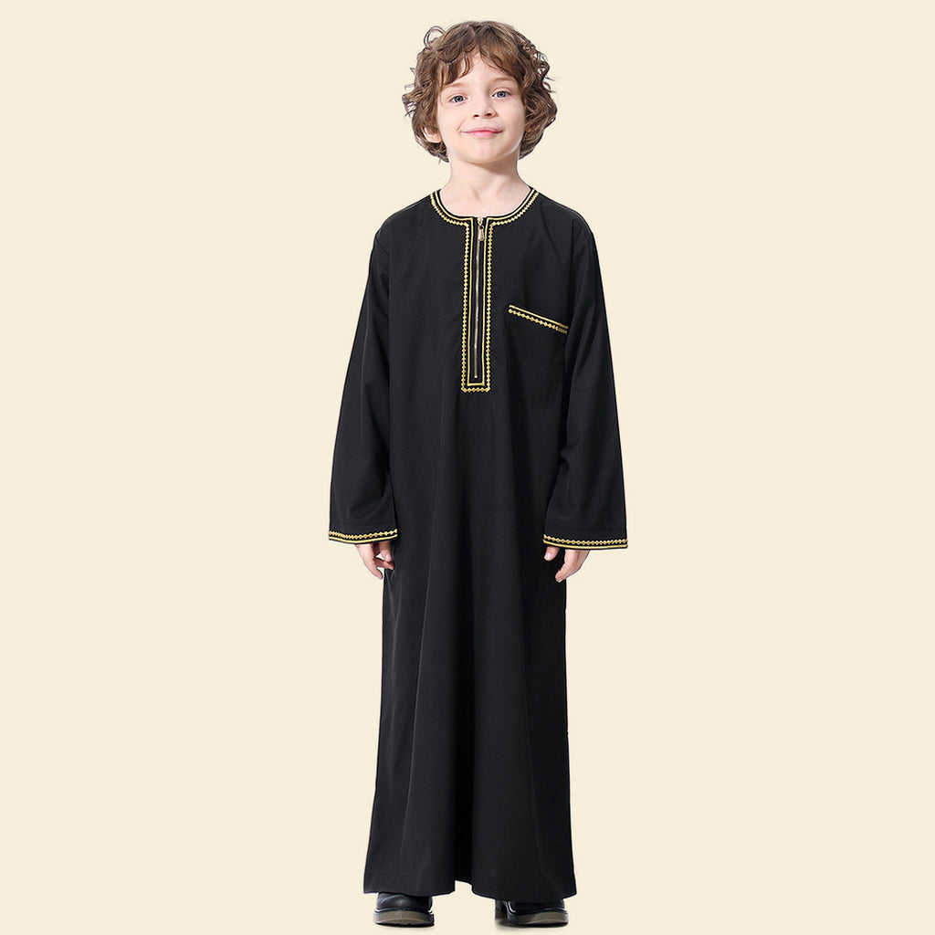Boys Embroidered A-line Robe Sets Black 4-5 Y 