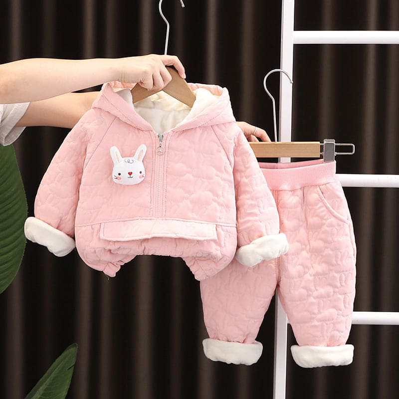 Boys Pink Hooded Jacket with Sweatpants Set Sets Pink 1-2 Y