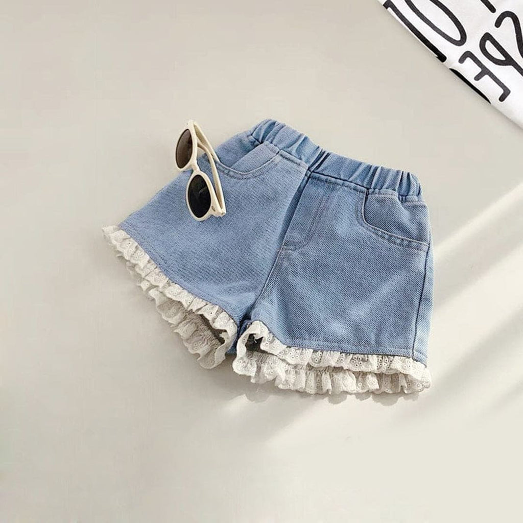 Denim Shorts With Applique Shorts Lace shorts 2-3 Y 