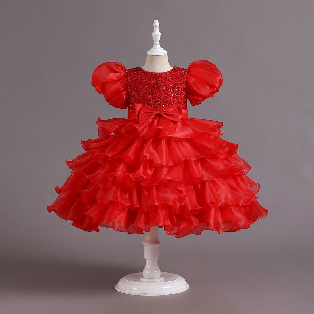 Girls Embellished Frilly Party Dress Party Dresses Red 4-5 Y 