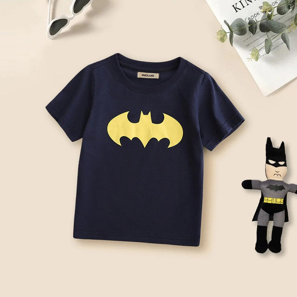 Boys Short Sleeved Bat Print T-Shirt Tshirts Navy 1-2 Y 