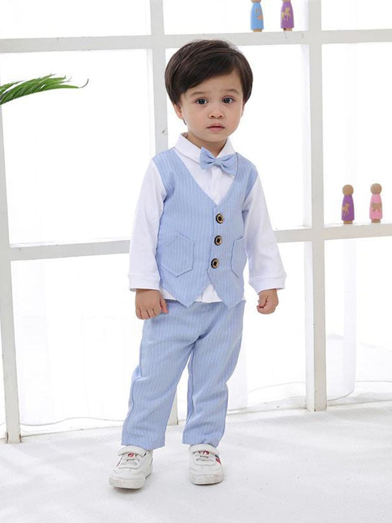 Boys Striped Waistcoat Mock Shirt With Trousers Set 2 pc. Sets Blue 1-2 Y 