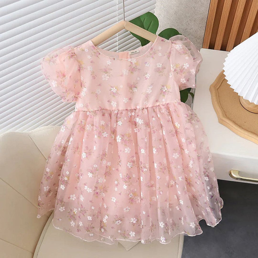 Girls Floral Printed Fit & Flare Dress Casual Dresses Pink 1-2 Y 