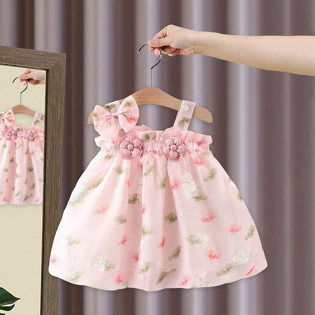 Girls Floral Embroidery Sleeveless Dress Casual Dresses Pink 1-2 Y