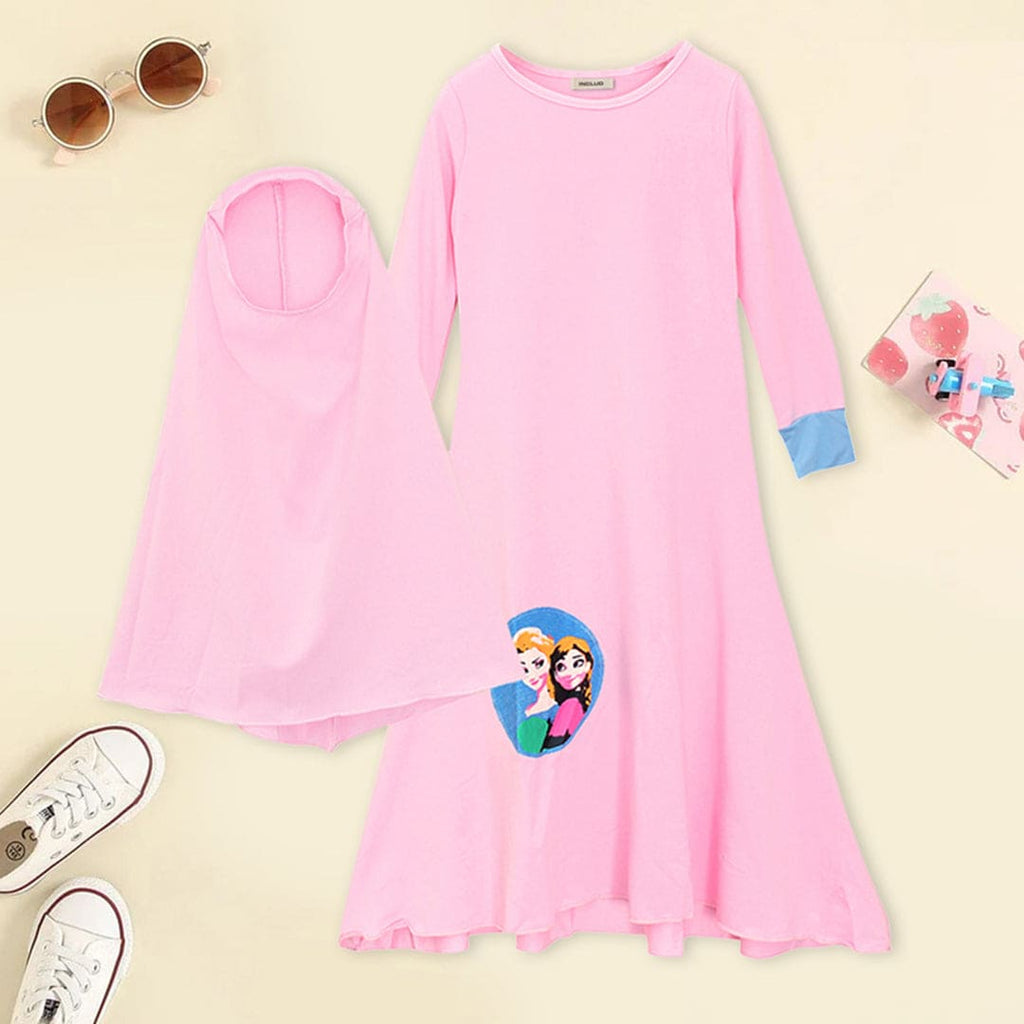 Girls Long Sleeve Dress With Head Scarf Casual Dresses Pink 7-8 Y 