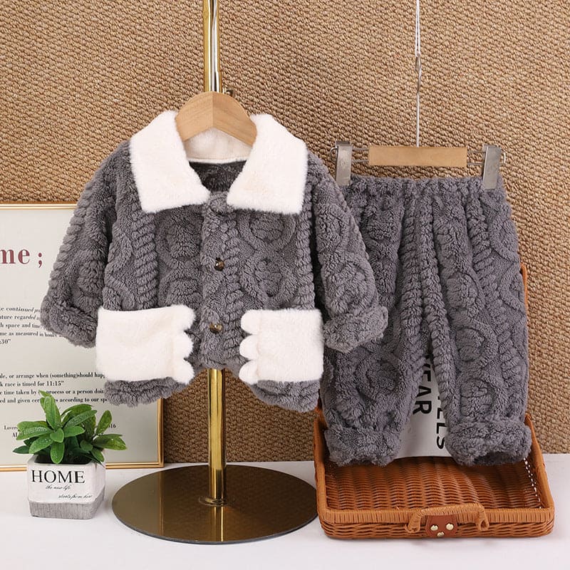Boys Grey Full Sleeves Cardigan with Sweatpants Set Sets Gray 1-2 Y 