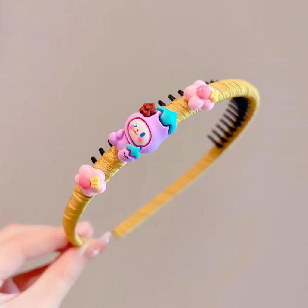 Girls Cute Cartoon Graphic Headband Trending Accessories Yellow Onesize