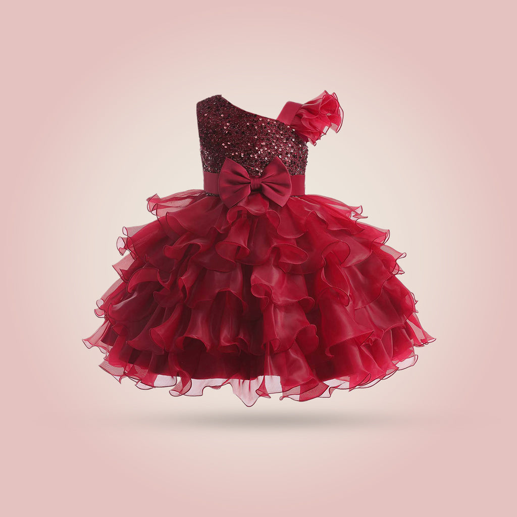 Girls Sequins Embellished Fit & Flare Dress Party Dresses Red 4-5 Y 