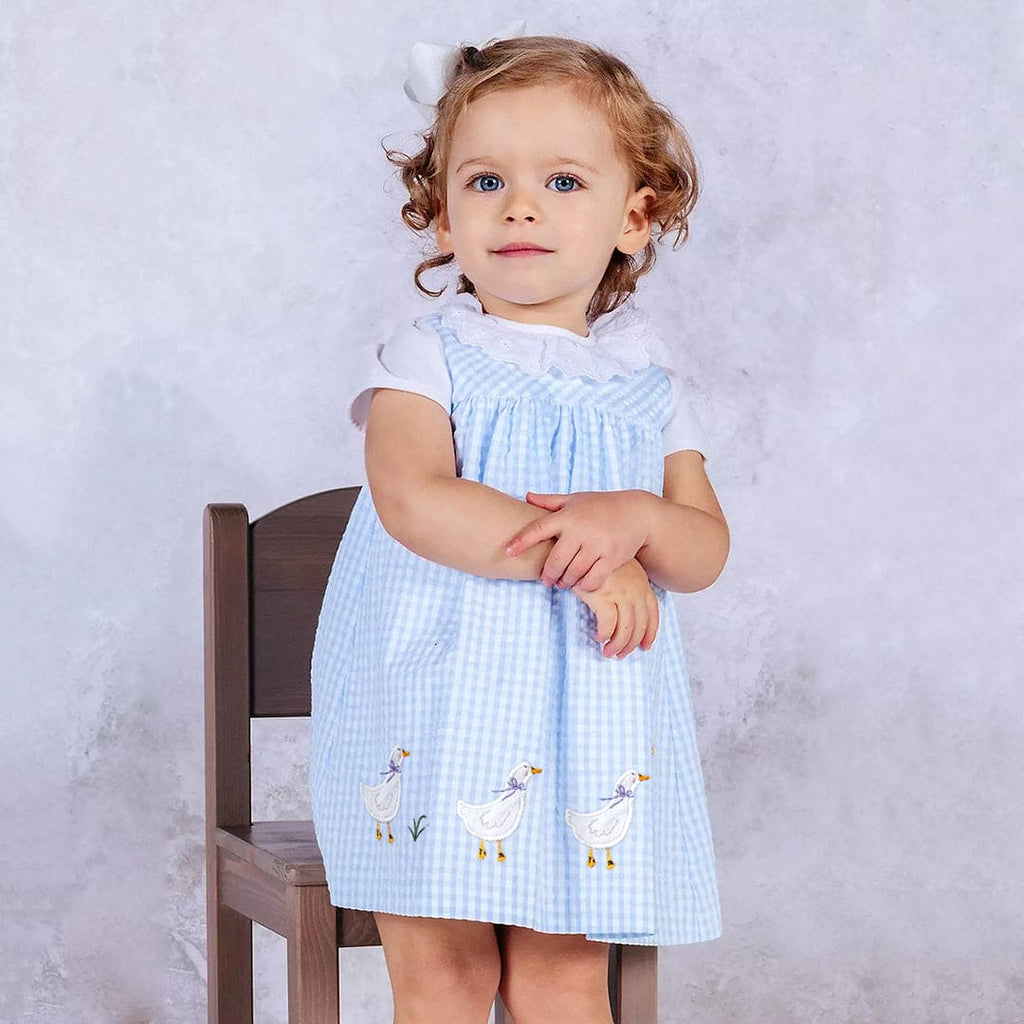 Girls Sleeveless Checked A-Line Dress Casual Dresses Blue 1-2 Y 