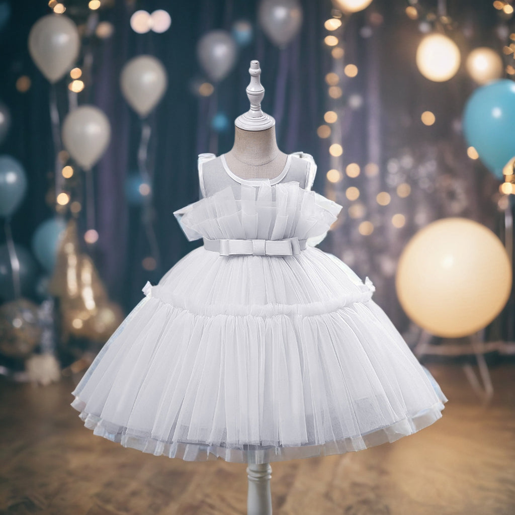 Girls Sleeveless Fit & Flare Party Dress Party Dresses White 1-2 Y 