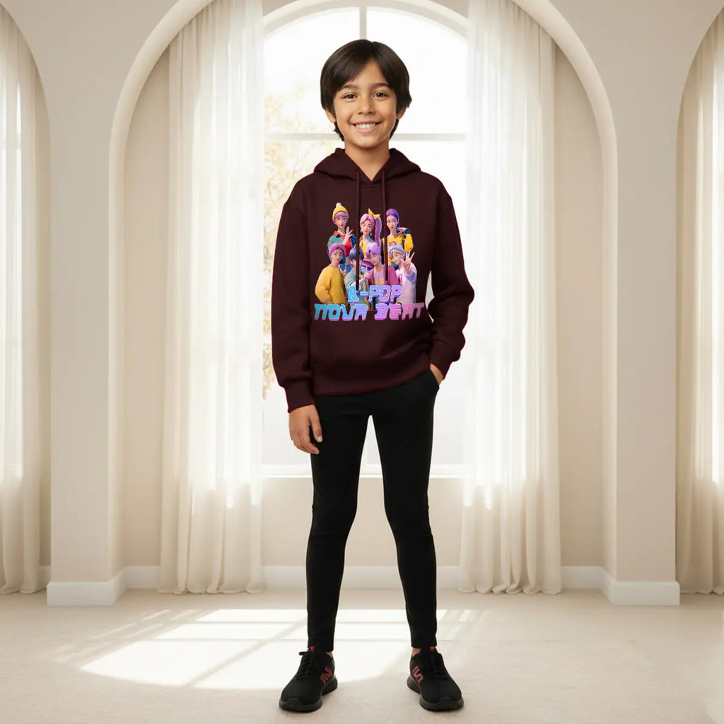 Boys Maroon K-Pop Nova Beat Graphics Hoodies Sweatshirts & Hoodies Maroon 1-2 Y