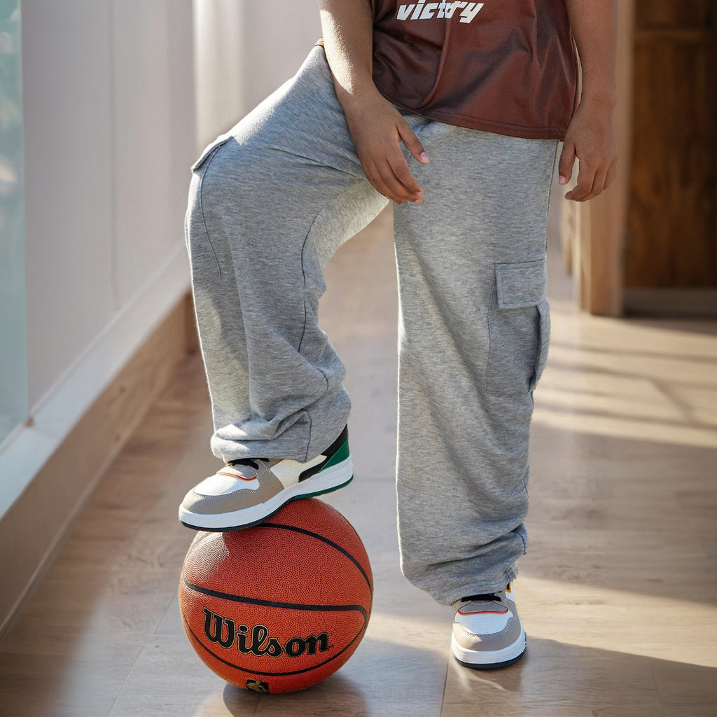 Boys Grey Knitted Straight Fit Cargo Pants Cargo Pants Grey 7-8 Y