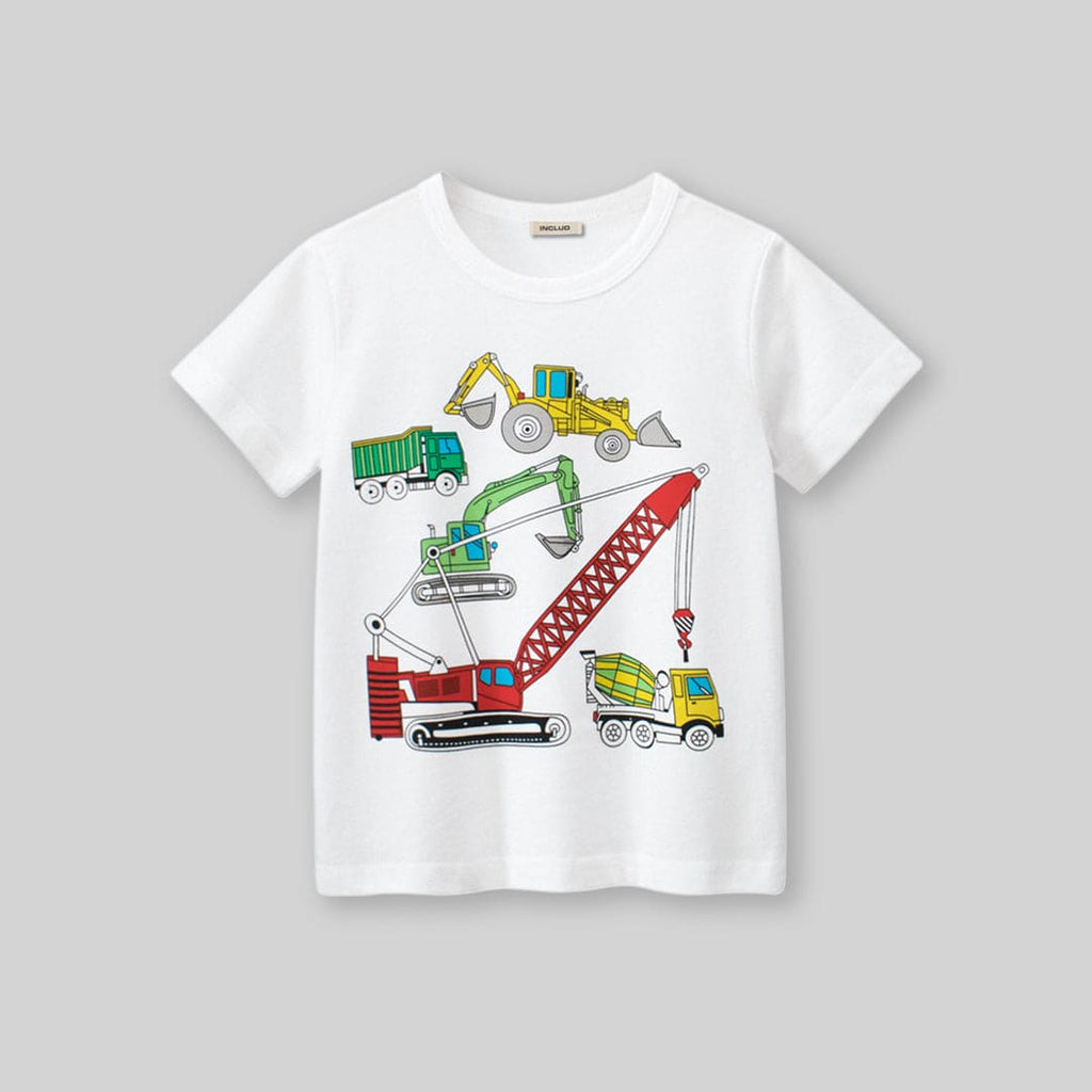 Boys Graphic Print Short Sleeves T-Shirt Tshirts White 1-2 Y 