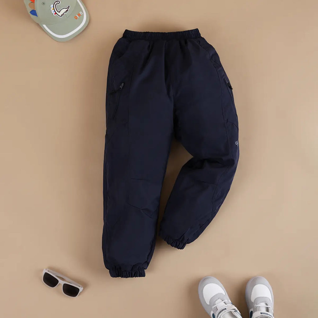 Boys Navy Blue Solid Jogger Trackpants & Joggers Navy Blue 3-4 Y