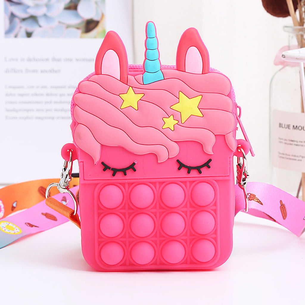 Girls Fuchsia Silicone Poppit Unicorn Sling Bag Trending Accessories Fuchsia Onesize