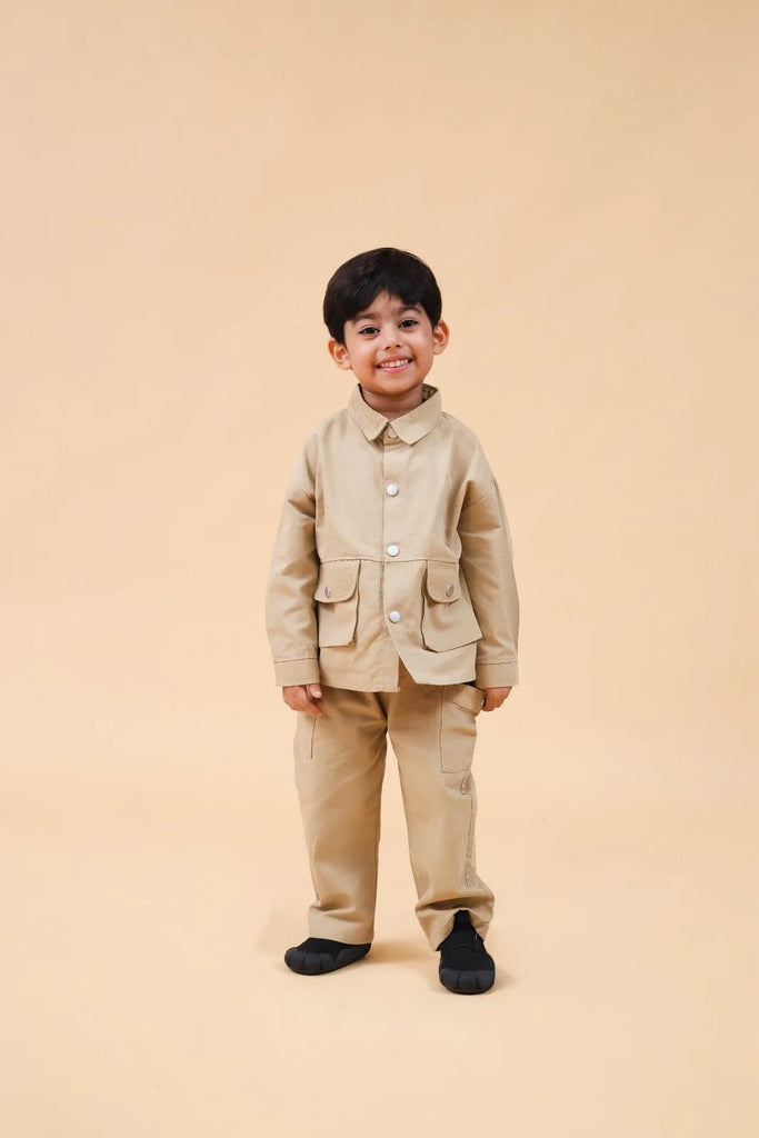 Boys Shirt with Trousers Set Sets Beige 1-2 Y