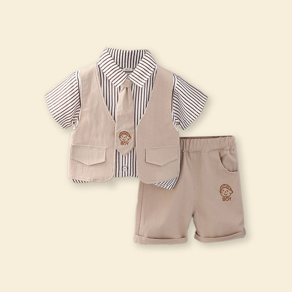 Boys Striped Shirt with Waistcoat & Shorts Set 3 pc. Sets