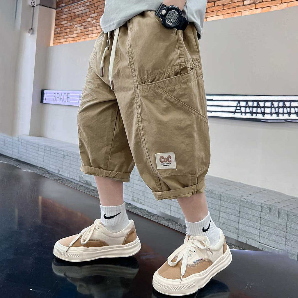 Boys Elasticated Loose Fit Capri Pants Brown 3-4 Y 