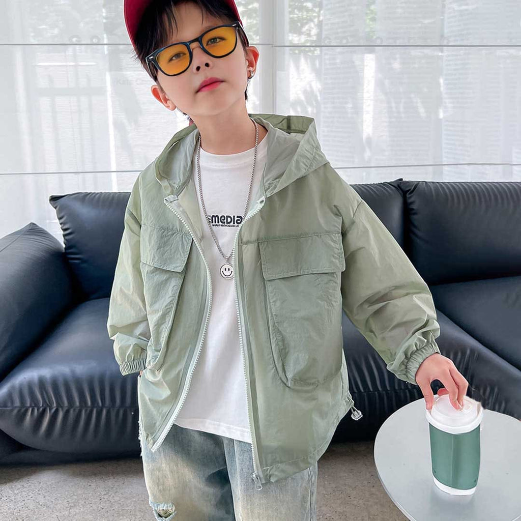 Boys Long Sleeve Sun Protection Summer Jacket Coats & Jackets Light Green 3-4 Y 
