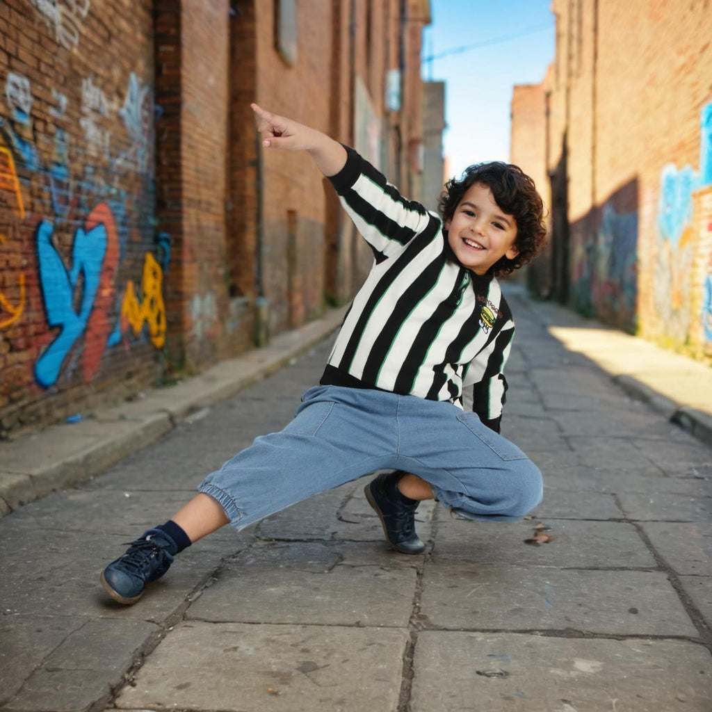 Boys Black Striped Polo T-shirt with Denims Set (Copy) Sets Black 1-2 Y