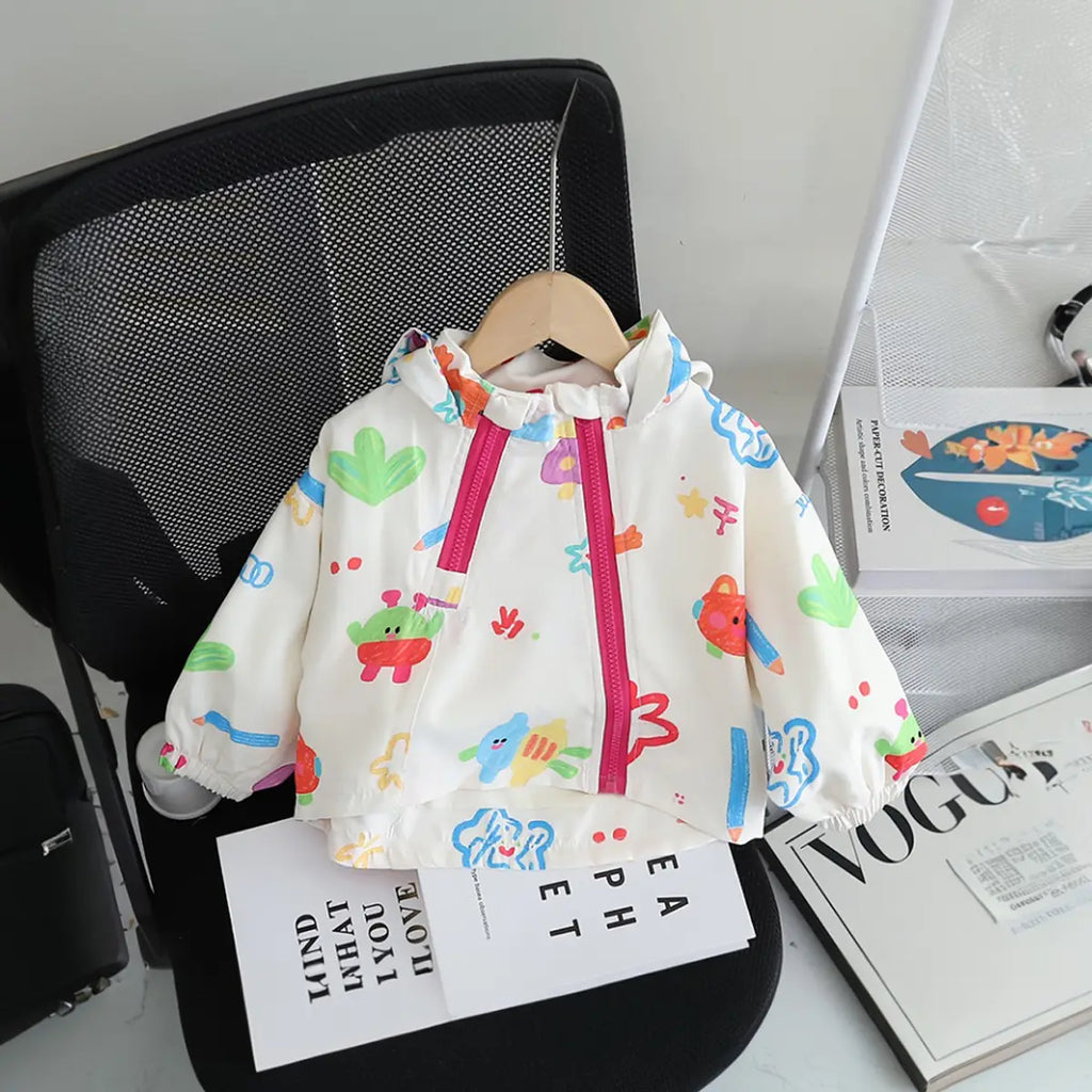 Girls Off White Printed Hooded Zipper Jacket Coats & Jackets Off White 1-2 Y