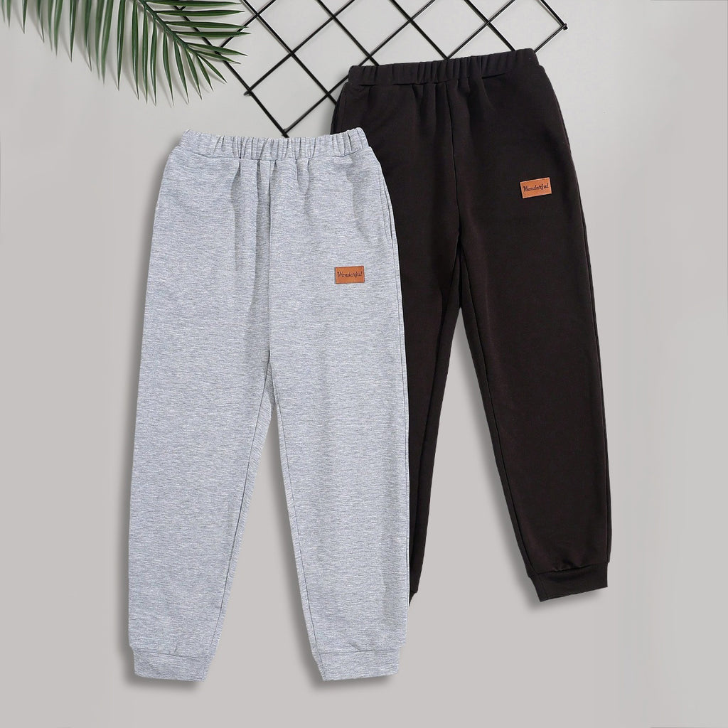Boys Multicolor Elasticated Waist Joggers (Pack Of 2) Joggers Multicolor 7-8 Y