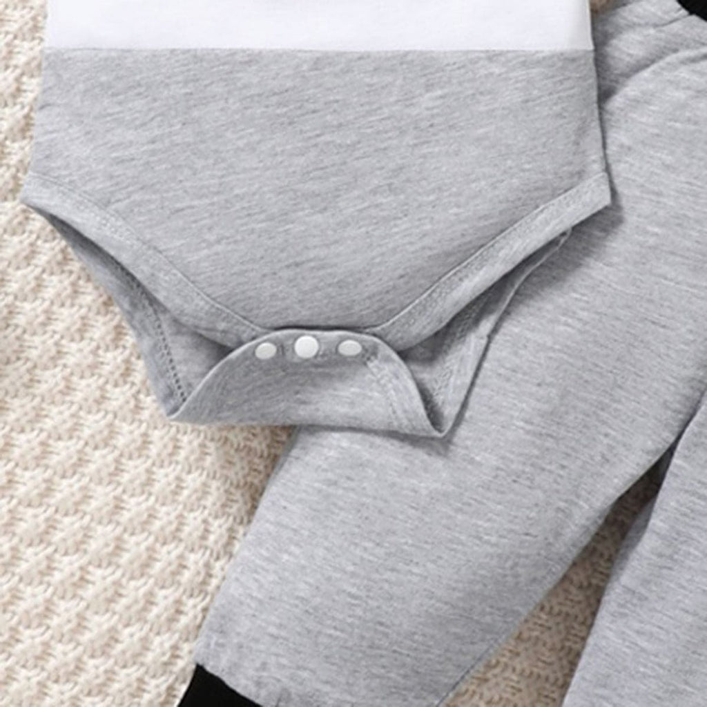 Boys Grey Bodysuit with Trackpants Set Sets Gray 3-6 M 