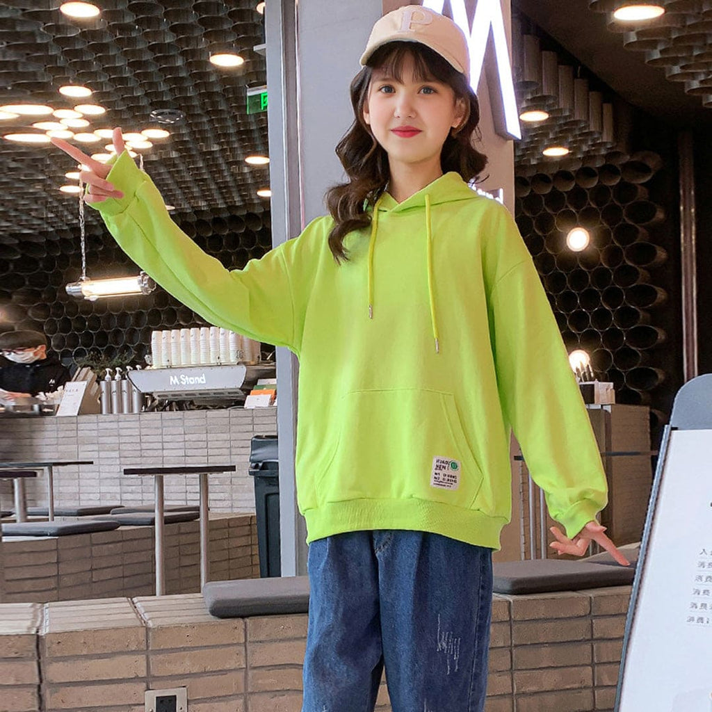 Girls Green Oversized Hooded Long Sleeve Sweatshirt Sweatshirts & Hoodies Green 3-4 Y 