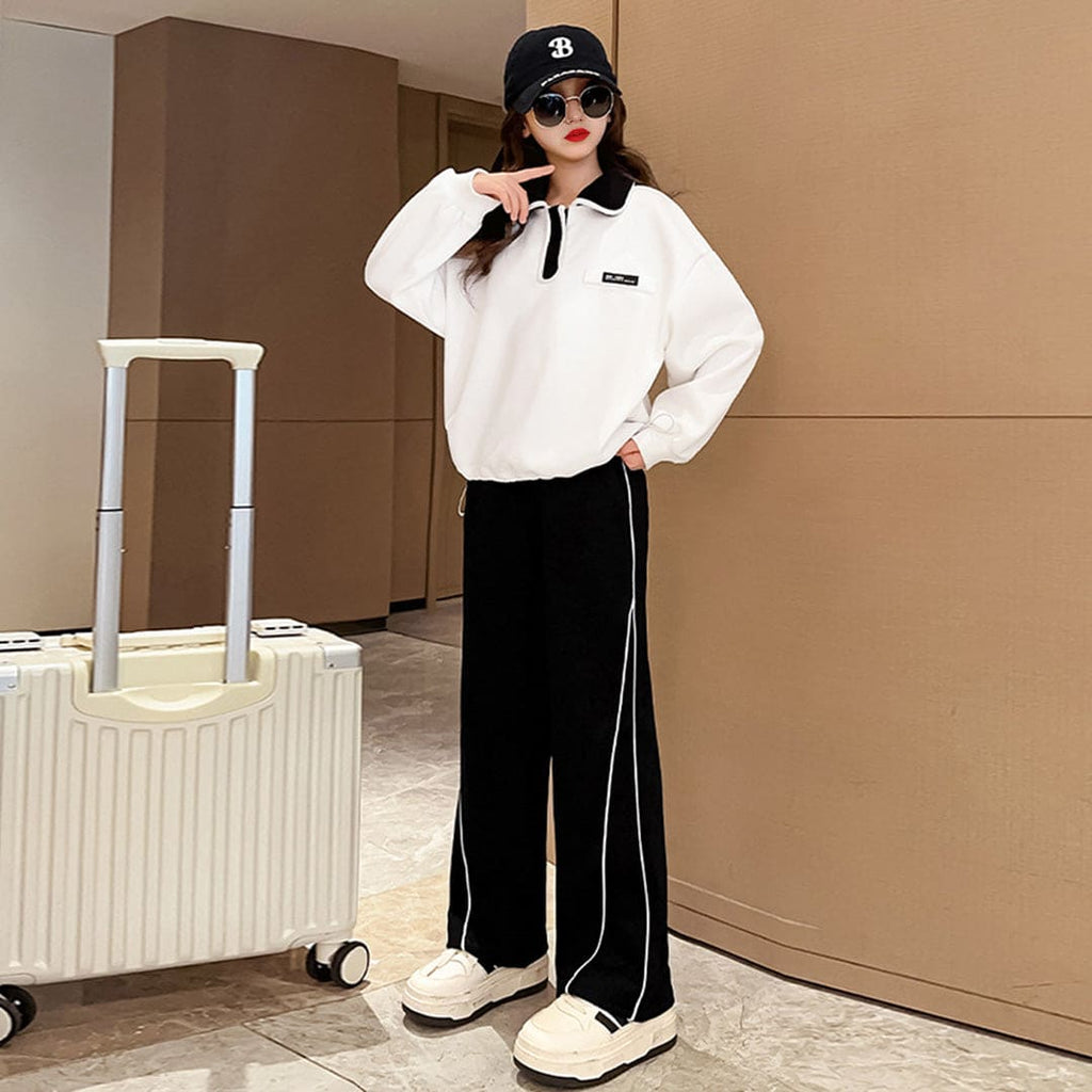 Girls Black Sweatpants With Piping Trackpants & Joggers Black 3-4 Y 