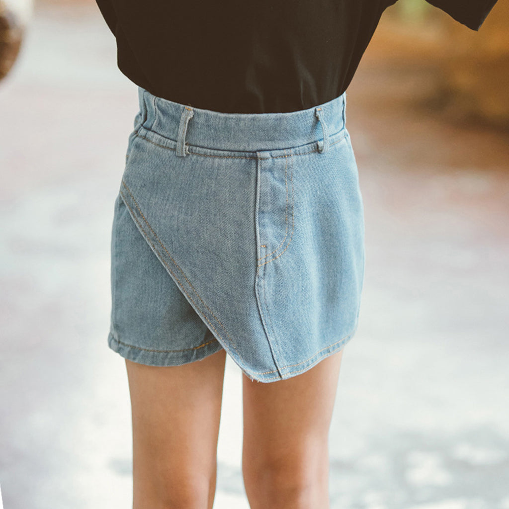 Girls Lt Blue Elasticated Denim Shorts Shorts Light Blue 4-5 Y 