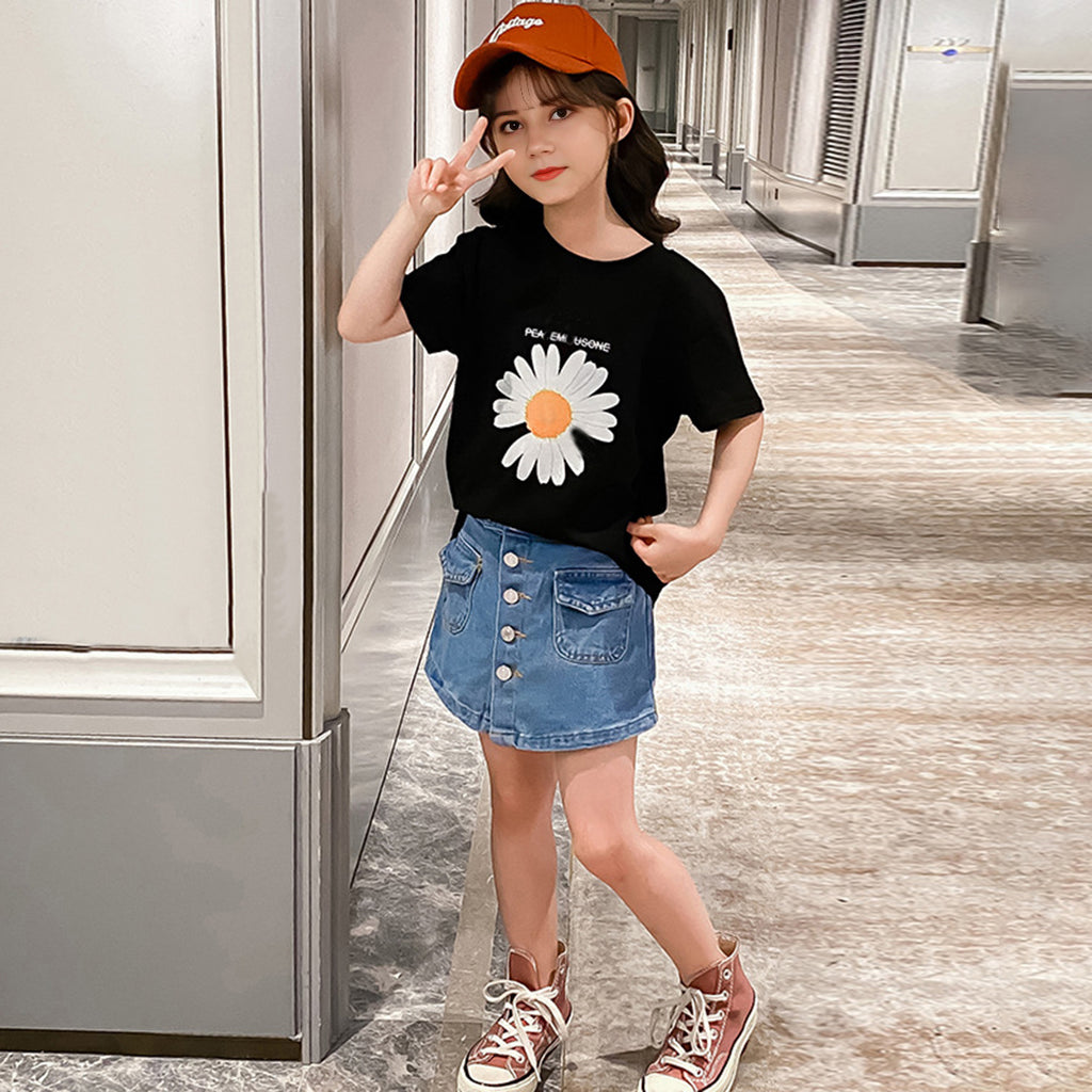 Girls Blue Elasticated Denim Shorts Shorts Blue 4-5 Y 