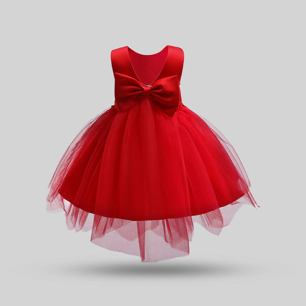 Girls Red Embroidered Tulle Princess Partywear Dress Party Dresses Red 1-2 Y 
