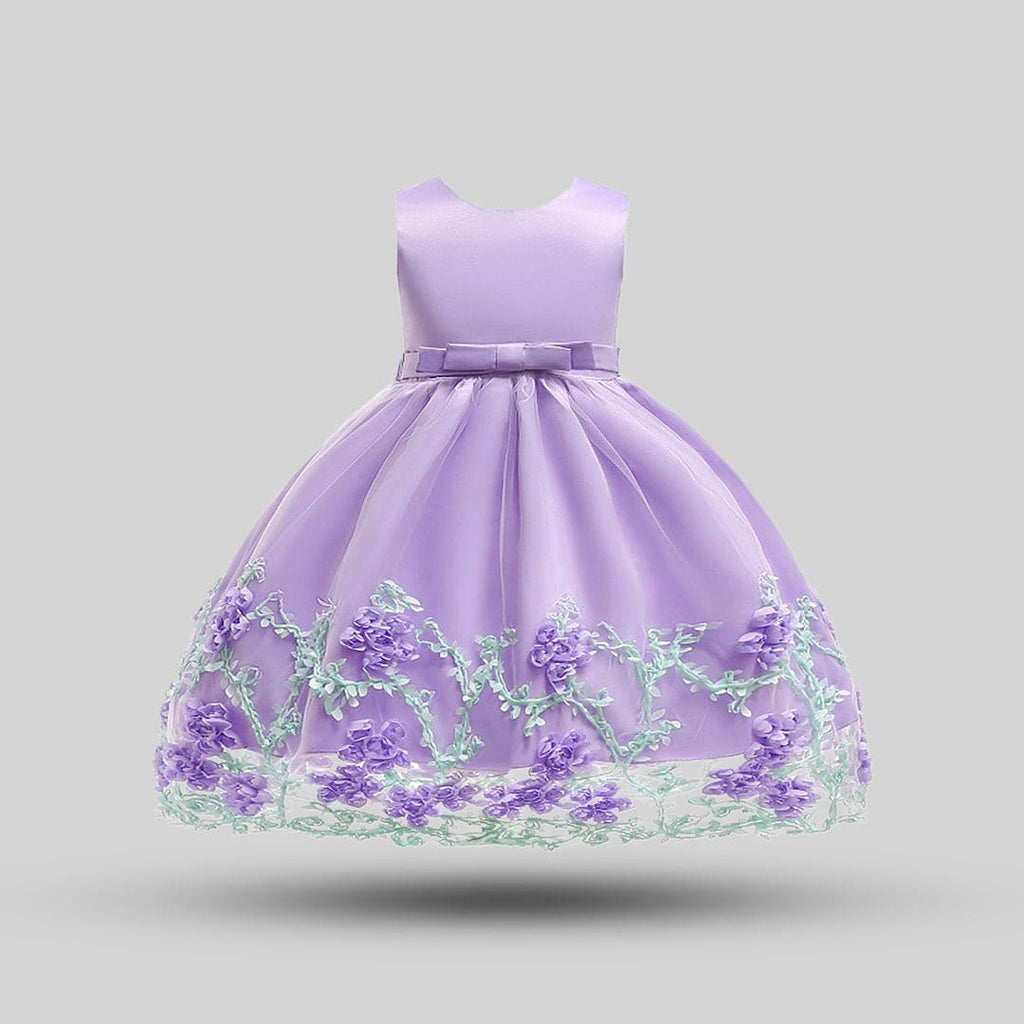 Girls Purple Puffy Lace Princess Partywear Dress Party Dresses Purple 1-2 Y 