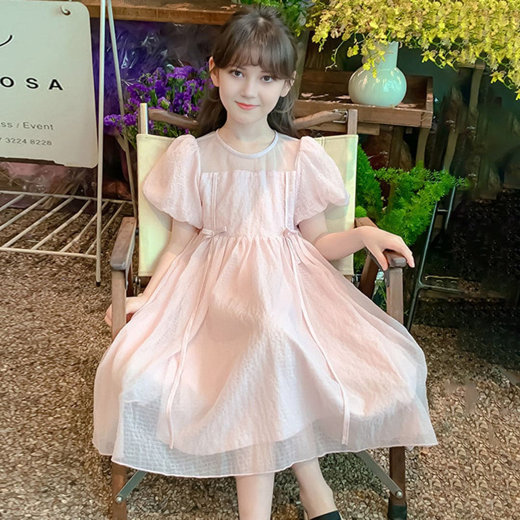 Girls Fit & Flared Stylish Princess Party Wear Dress Casual Dresses Pink 6-7 Y 