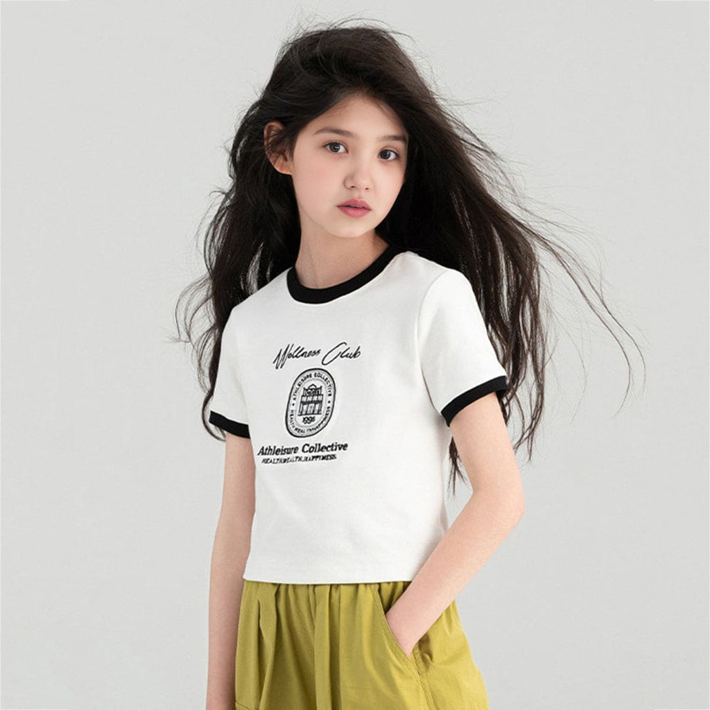 Girls Printed Short Sleeves T-shirt Tshirts White 1-2 Y 