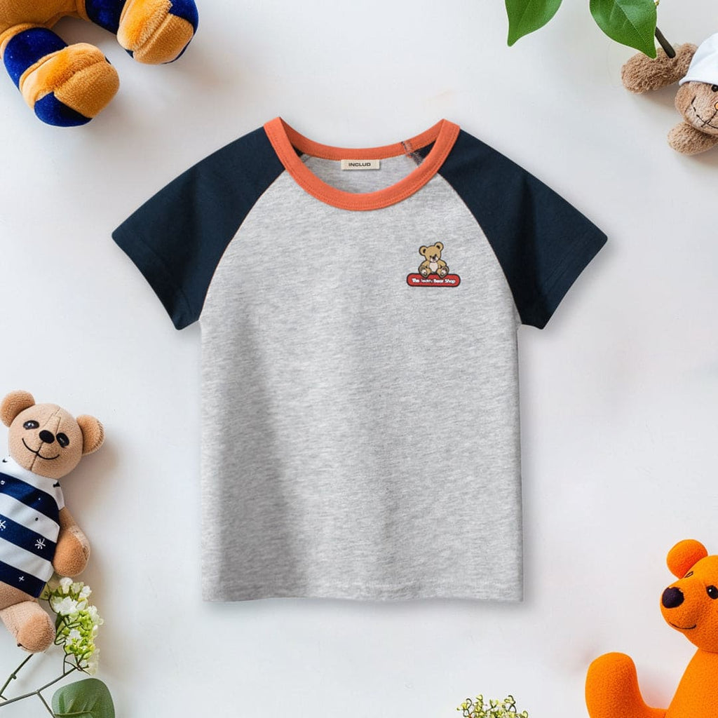Boys Color-blocked Raglan Sleeves T-Shirt Tshirts Gray 1-2 Y 