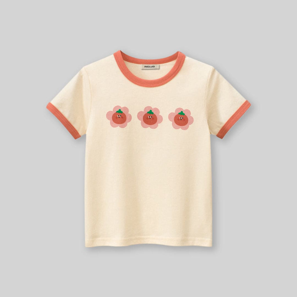 Girls Apricot Printed Short Sleeves T-Shirt Tshirts Apricot 1-2 Y 