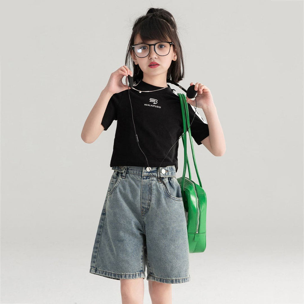 Girls Elasticated Denim Shorts Shorts Blue 4-5 Y 