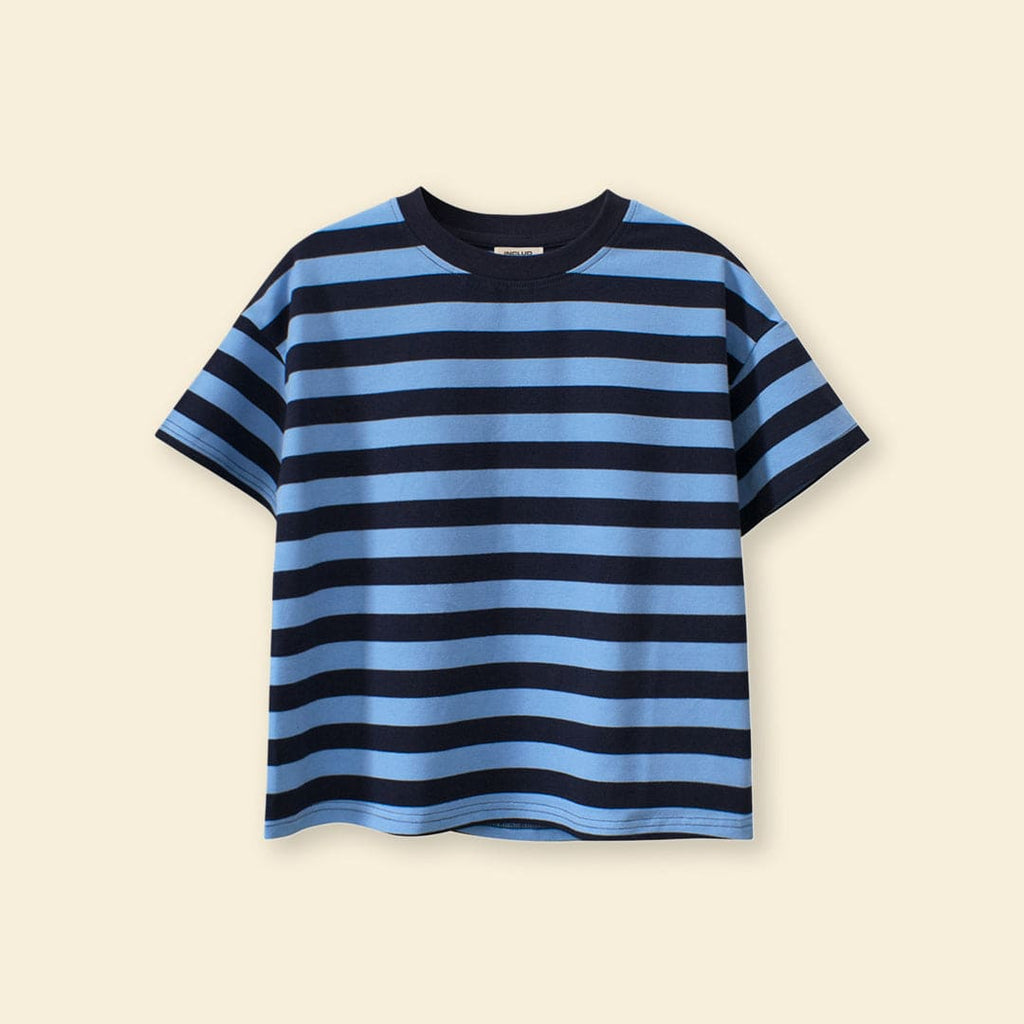 Boys Blue Striped Short Sleeves T-Shirt Tshirts Blue 5-6 Y 