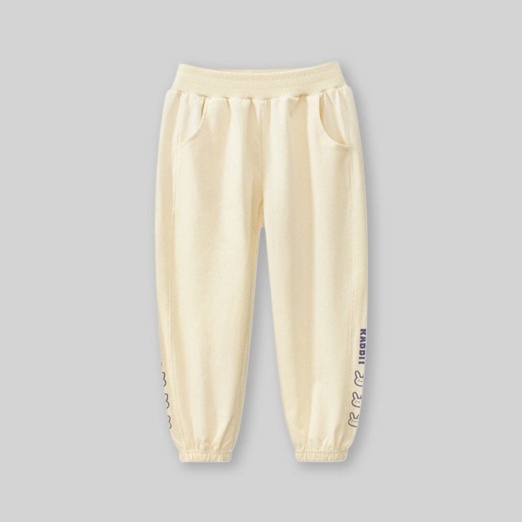 Girls Beige Rabbit Print Elasticated Joggers Joggers Beige 1-2 Y 