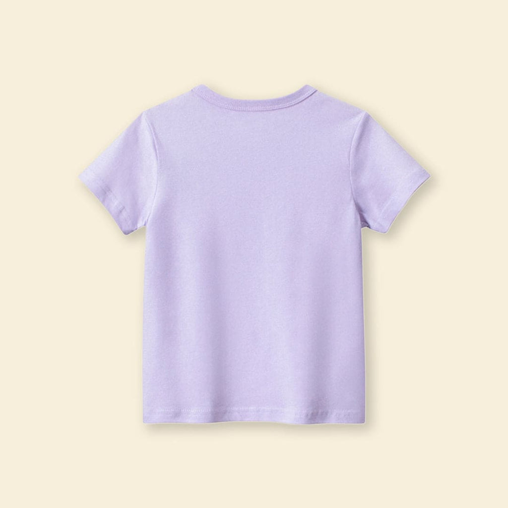 Girls Graphic Print Short Sleeves T-Shirt Tshirts Purple 1-2 Y 