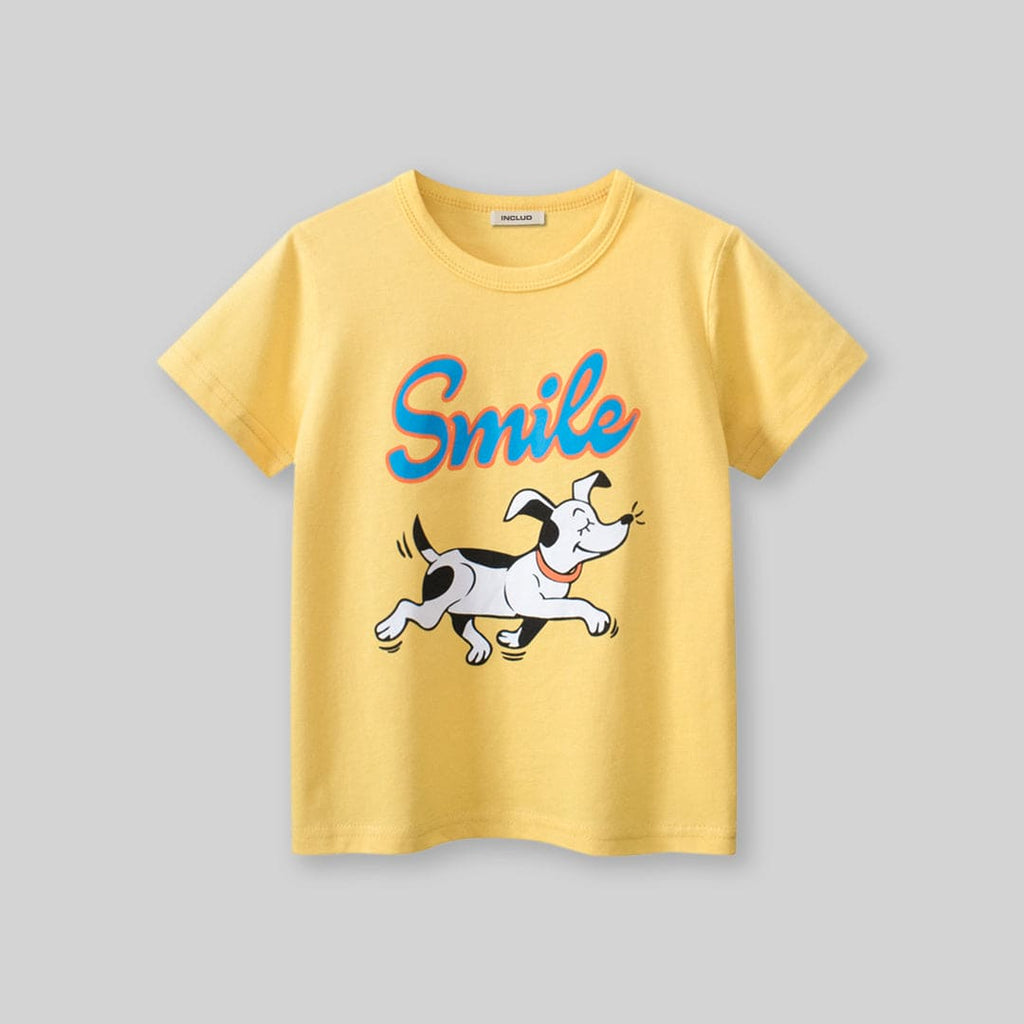 Girls Yellow Graphic Print T-Shirt Tshirts Yellow 1-2 Y 