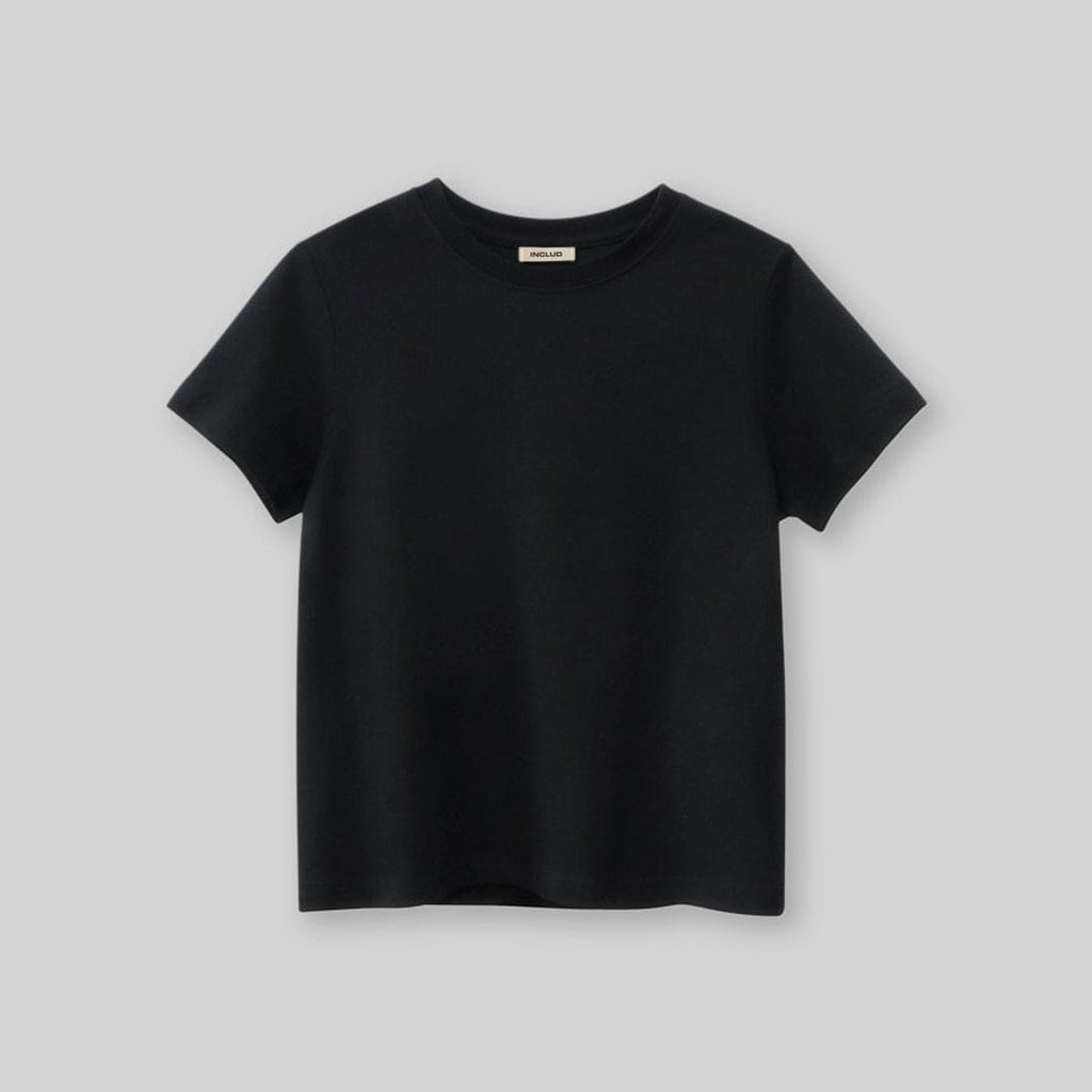 Boys Black Solid Short Sleeves T-Shirt Tshirts Black 7-8 Y 