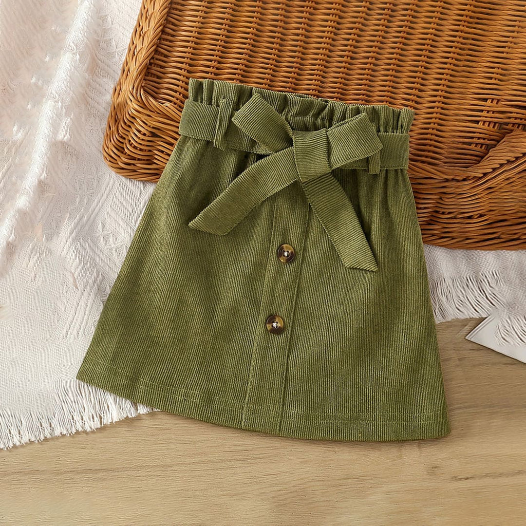Girls Green Corduroy A-line Skirt Skirts Green 1-2 Y 