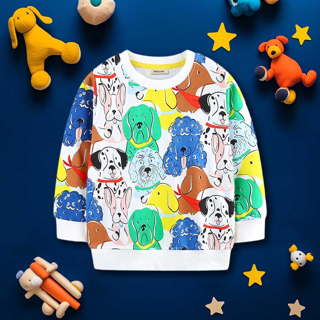 Boys Multicolor Long Sleeves Animal Printed Pullover Sweatshirt Sweatshirts & Hoodies Multicolor 1-2 Y 