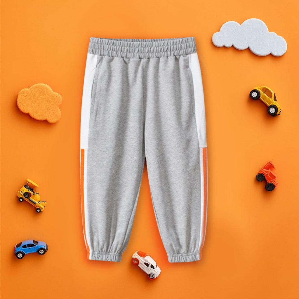 Boys Gray Side Striped Elasticated Trouser Trackpants & Joggers Gray 1-2 Y 
